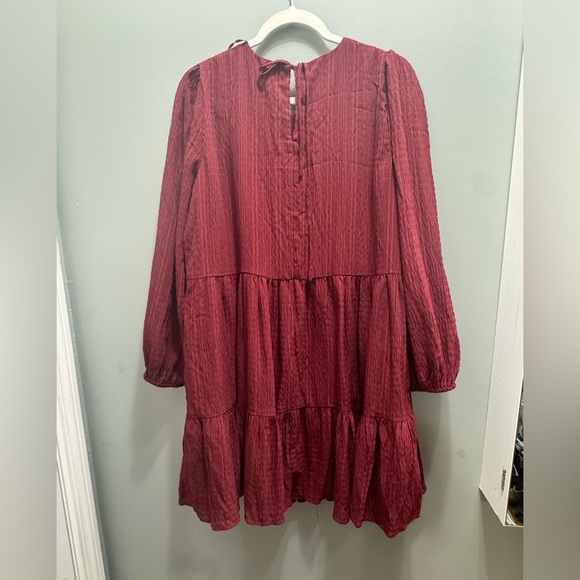 Express Burgundy Textured Dress - Picture 2 of 4